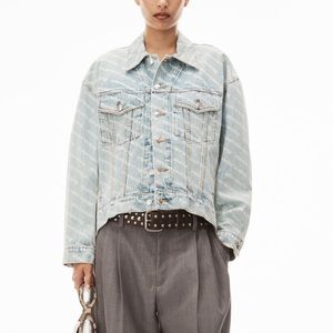 Alexander wang falling back logo jacket in denim